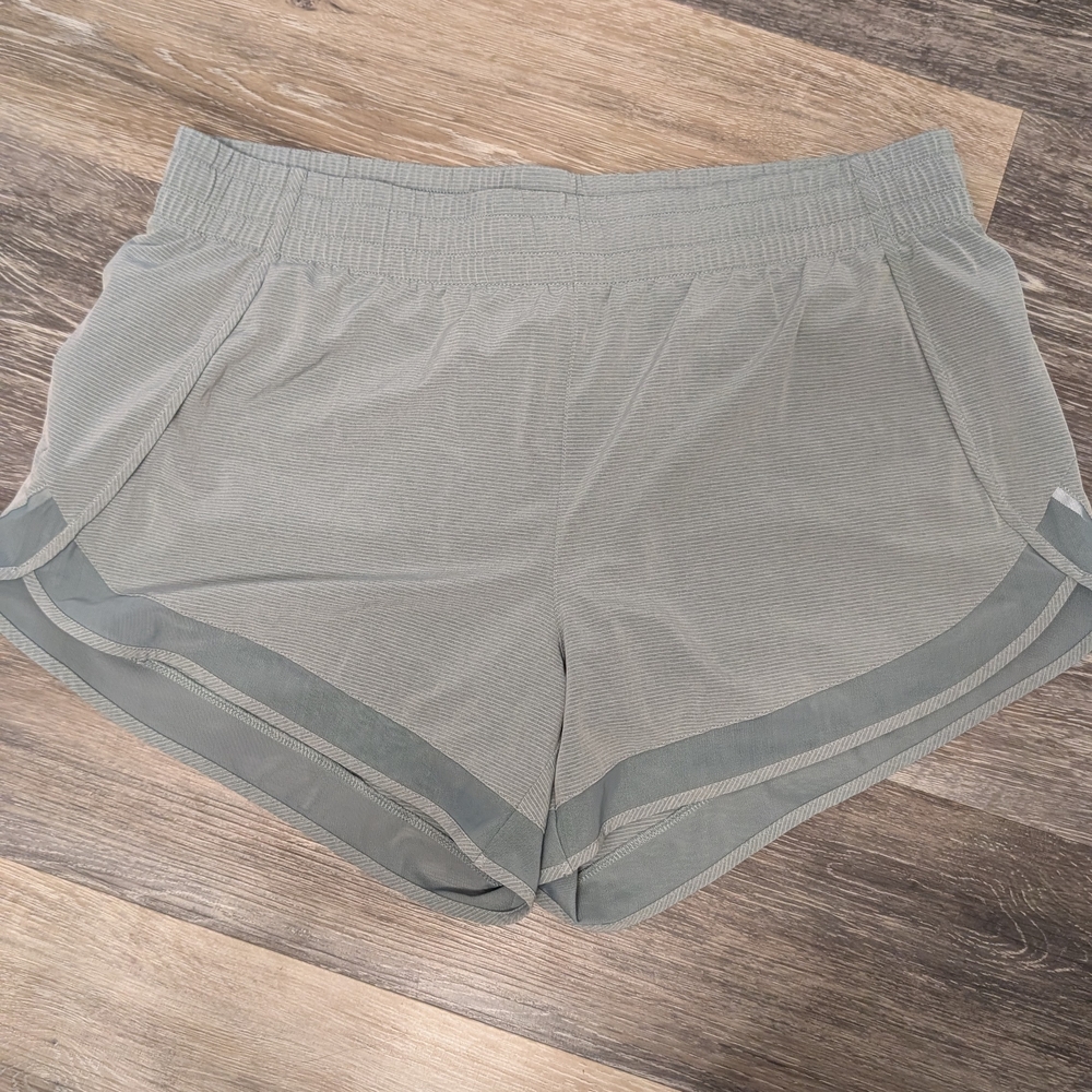 Athleta Gray Athletic Shorts with Curved Hem and Elastic Waistband